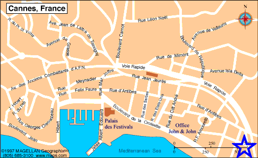 Map Cannes, John and John Real Estate, Ref 309